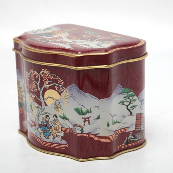 Vintage Tea Masters London DEN HAAG Holland Tin Asian Floral Red Gold Earl Grey - Picture 7 of 7
